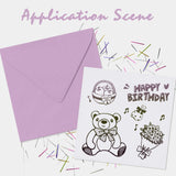 Craspire Happy Birthday Clear Stamps Silicone Stamp Cards Cake Gift Bear Flower Blessing Words Clear Stamps for Card Making Decoration and DIY Scrapbooking