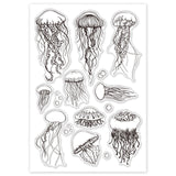 Craspire Ocean World Jellyfish Clear Stamps Silicone Stamp Cards for Card Making Decoration and DIY Scrapbooking