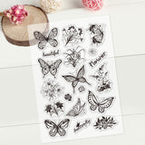 Craspire PVC Plastic Stamps, for DIY Scrapbooking, Photo Album Decorative, Cards Making, Stamp Sheets, Butterfly Pattern, 16x11x0.3cm