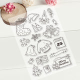 Craspire PVC Plastic Stamps, for DIY Scrapbooking, Photo Album Decorative, Cards Making, Stamp Sheets, Christmas Themed Pattern, 16x11x0.3cm