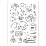 Craspire PVC Plastic Stamps, for DIY Scrapbooking, Photo Album Decorative, Cards Making, Stamp Sheets, Christmas Themed Pattern, 16x11x0.3cm