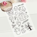 Craspire PVC Plastic Stamps, for DIY Scrapbooking, Photo Album Decorative, Cards Making, Stamp Sheets, Snowman Pattern, 16x11x0.3cm