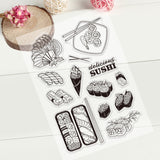 Craspire PVC Plastic Stamps, for DIY Scrapbooking, Photo Album Decorative, Cards Making, Stamp Sheets, Food Pattern, 16x11x0.3cm