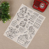 Craspire PVC Plastic Stamps, for DIY Scrapbooking, Photo Album Decorative, Cards Making, Stamp Sheets, Girl Pattern, 16x11x0.3cm