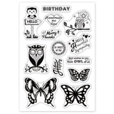 Craspire Owl Butterfly Animal Clear Stamps Silicone Stamp Cards with Greeting Words Pattern for Card Making Photo Album Decoration and DIY Scrapbooking