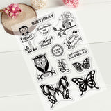 Craspire Owl Butterfly Animal Clear Stamps Silicone Stamp Cards with Greeting Words Pattern for Card Making Photo Album Decoration and DIY Scrapbooking