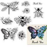 Craspire PVC Plastic Stamps, for DIY Scrapbooking, Photo Album Decorative, Cards Making, Stamp Sheets, Insect Pattern, 16x11x0.3cm