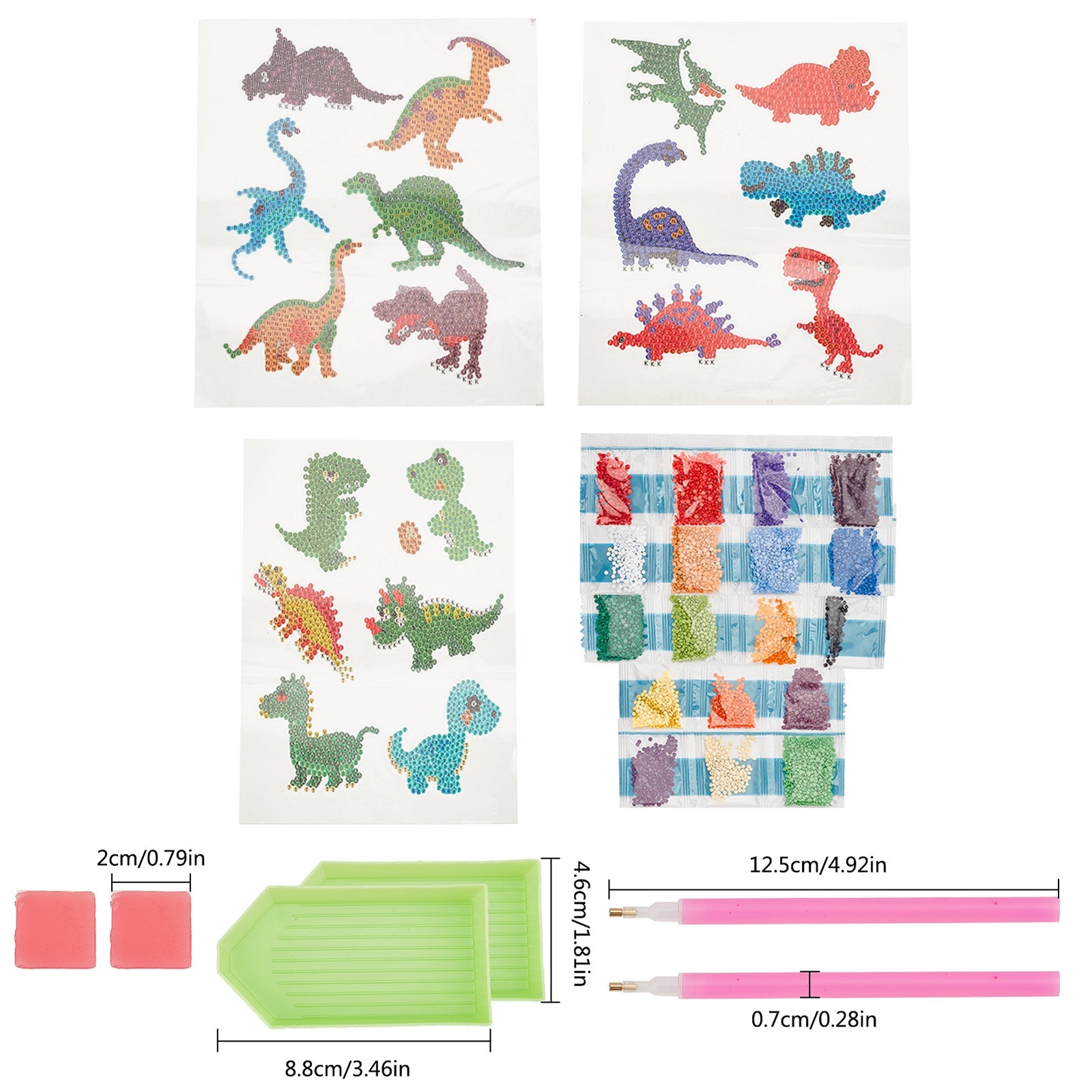 Craspire DIY Dinosaur Diamond Painting Sticker Kits, including