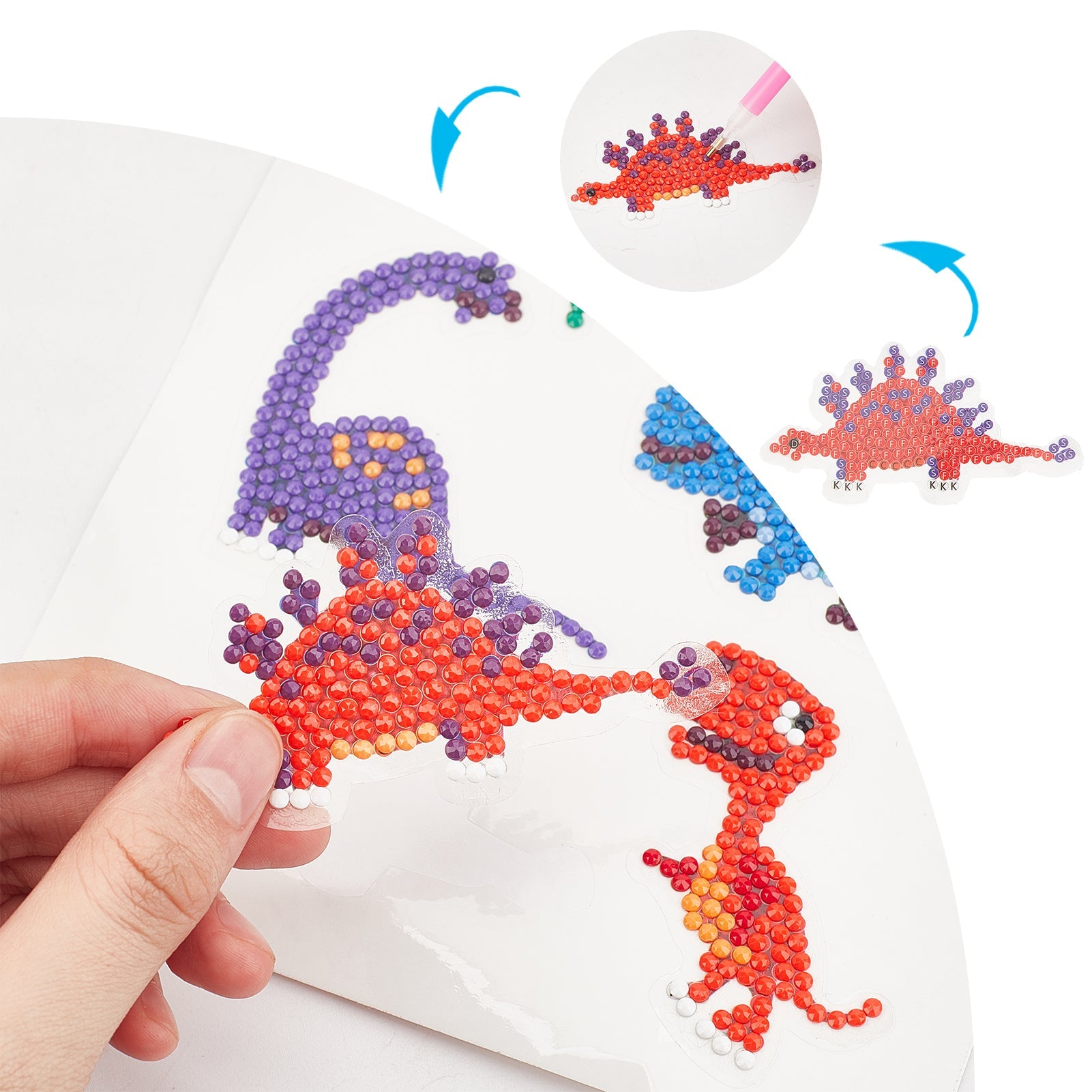 Craspire DIY Dinosaur Diamond Painting Sticker Kits, including