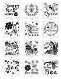 CRASPIRE Plastic Drawing Painting Stencils Templates Sets, Bees Pattern, 30x30cm, 12pcs/set