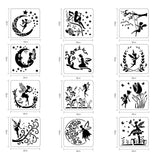 CRASPIRE Plastic Drawing Painting Stencils Templates Sets, Angel & Fairy Pattern, 30x30cm, 12pcs/set