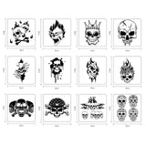 CRASPIRE Plastic Drawing Painting Stencils Templates Sets, Skull Pattern, 30x30cm, 12pcs/set