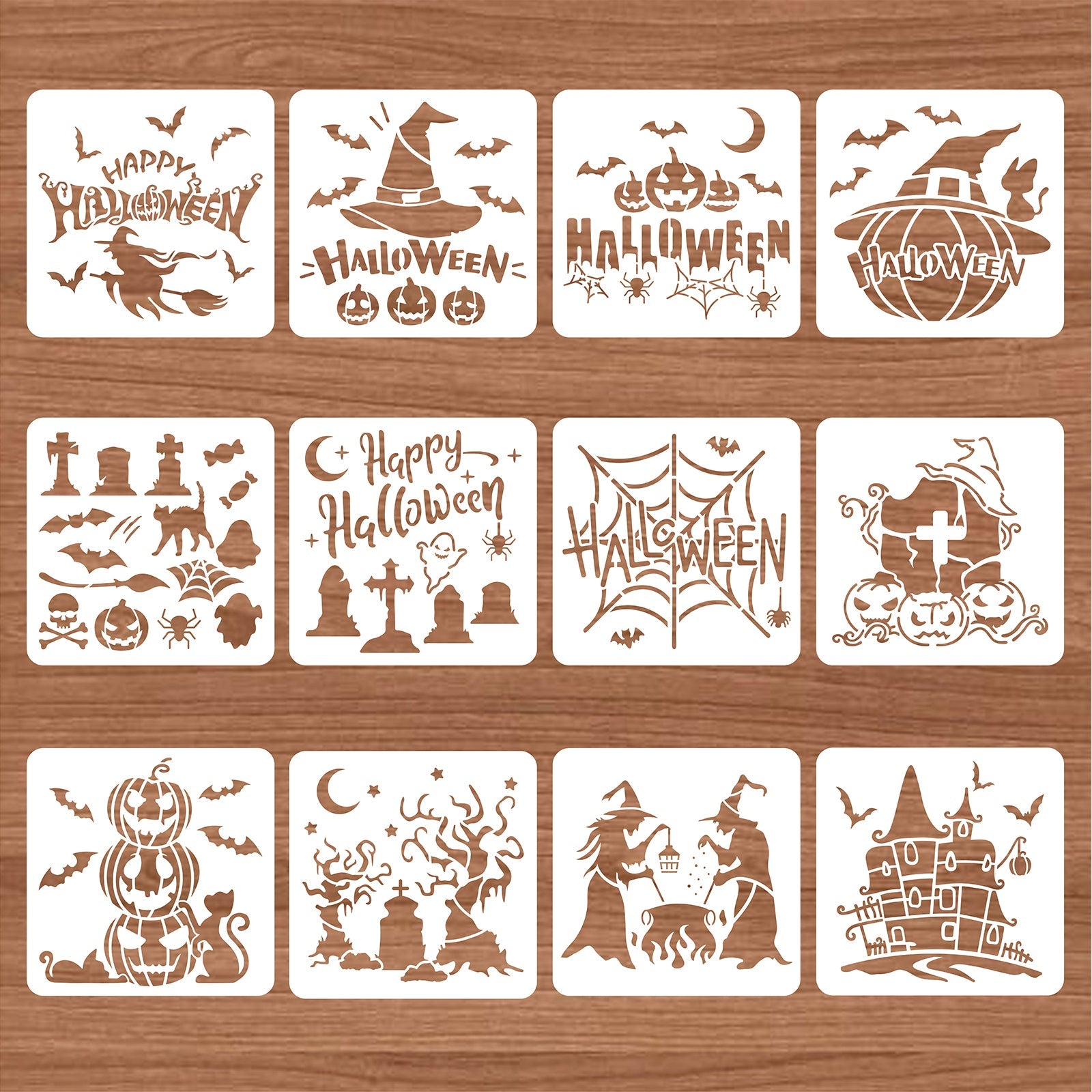 12Pcs Reusable Painting Stencil Templates DIY Drawing Stencils Halloween  Theme 