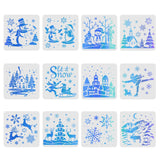 CRASPIRE Plastic Drawing Painting Stencils Templates Sets, Christmas Themed Pattern, 30x30cm, 12pcs/set