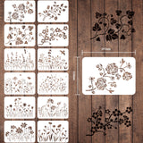 CRASPIRE Plastic Drawing Painting Stencils Templates Sets, Floral Pattern, 21x29.7cm, 12pcs/set