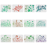 CRASPIRE Plastic Drawing Painting Stencils Templates Sets, Floral Pattern, 21x29.7cm, 12pcs/set