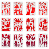 CRASPIRE Plastic Drawing Painting Stencils Templates Sets, Lover Pattern, 21x29.7cm, 12pcs/set