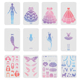 CRASPIRE Plastic Drawing Painting Stencils Templates Sets, Princess Pattern, 21x29.7cm, 12pcs/set