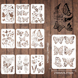 CRASPIRE Plastic Drawing Painting Stencils Templates Sets, Butterfly Pattern, 29.7x21cm, 9pcs/set