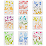 CRASPIRE Plastic Drawing Painting Stencils Templates Sets, Butterfly Pattern, 29.7x21cm, 9pcs/set