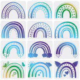 CRASPIRE Plastic Drawing Painting Stencils Templates Sets, Rainbow Pattern, 21x29.7cm, 12pcs/set