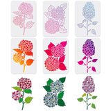 CRASPIRE PET Plastic Drawing Painting Stencils Templates Sets, Floral Pattern, 29.7x21cm, 6 sheets/set