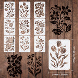 CRASPIRE Plastic Drawing Painting Stencils Templates Sets, Flower Pattern, 29.7x21cm, 9pcs/set