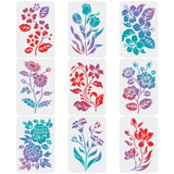 CRASPIRE Plastic Drawing Painting Stencils Templates Sets, Flower Pattern, 29.7x21cm, 9pcs/set