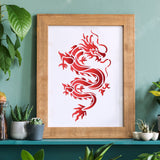 CRASPIRE Plastic Drawing Painting Stencils Templates, Rectangle, Dragon Pattern, 297x210mm