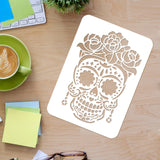 CRASPIRE Plastic Drawing Painting Stencils Templates, Rectangle, Skull Pattern, 297x210mm