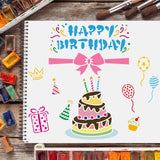 CRASPIRE Plastic Drawing Painting Stencils Templates, Rectangle, Birthday Themed Pattern, 297x210mm