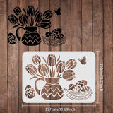 CRASPIRE Plastic Drawing Painting Stencils Templates, Rectangle, Floral Pattern, 297x210mm