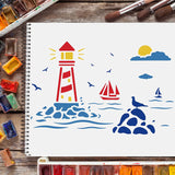 CRASPIRE Plastic Drawing Painting Stencils Templates, Rectangle, Lighthouse Pattern, 297x210mm