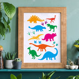 CRASPIRE Plastic Drawing Painting Stencils Templates, Rectangle, Dinosaur Pattern, 297x210mm