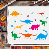 CRASPIRE Plastic Drawing Painting Stencils Templates, Rectangle, Dinosaur Pattern, 297x210mm