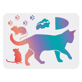 CRASPIRE Plastic Drawing Painting Stencils Templates, Rectangle, Cat Pattern, 297x210mm