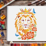 CRASPIRE Plastic Drawing Painting Stencils Templates, Rectangle, Lion Pattern, 297x210mm