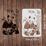 CRASPIRE Plastic Drawing Painting Stencils Templates, Rectangle, Panda Pattern, 297x210mm