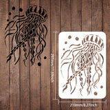 CRASPIRE Plastic Drawing Painting Stencils Templates, Rectangle, Jellyfish Pattern, 297x210mm