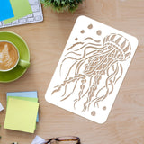 CRASPIRE Plastic Drawing Painting Stencils Templates, Rectangle, Jellyfish Pattern, 297x210mm