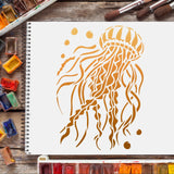 CRASPIRE Plastic Drawing Painting Stencils Templates, Rectangle, Jellyfish Pattern, 297x210mm