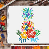 CRASPIRE Plastic Drawing Painting Stencils Templates, Rectangle, Pineapple Pattern, 297x210mm