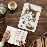CRASPIRE Plastic Drawing Painting Stencils Templates, Rectangle, Cat Pattern, 297x210mm