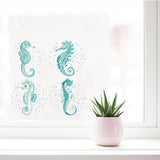 Craspire PVC Wall Sticker, Flat Round Shape, for Window or Stairway  Decoration, Sea Horse Pattern, 18x0.03cm, 4 style, 1pc/style, 4pcs/set