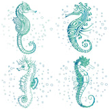 Craspire PVC Wall Sticker, Flat Round Shape, for Window or Stairway  Decoration, Sea Horse Pattern, 18x0.03cm, 4 style, 1pc/style, 4pcs/set