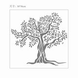 CRASPIRE Plastic Drawing Painting Stencils Templates, Square, Tree Pattern, 30x30cm