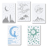 CRASPIRE Plastic Drawing Painting Stencils Templates, Rectangle, Moon Pattern, 20x30cm, 5pcs/set