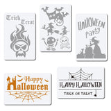 CRASPIRE Plastic Drawing Painting Stencils Templates, Rectangle, Halloween Themed Pattern, 20x30cm, 5pcs/set