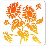 CRASPIRE PET Plastic Drawing Painting Stencils Templates, Square, White, Sunflower Pattern, 30x30cm