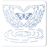 CRASPIRE PET Plastic Drawing Painting Stencils Templates, Square, White, Hand Heart, 30x30cm